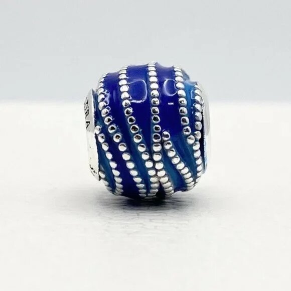 Pandora Blue and Silver Charm Bead - Picture 1 of 4